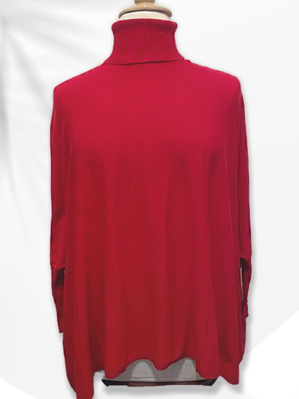 Alfani Red Turtleneck Oversized Knit Top M